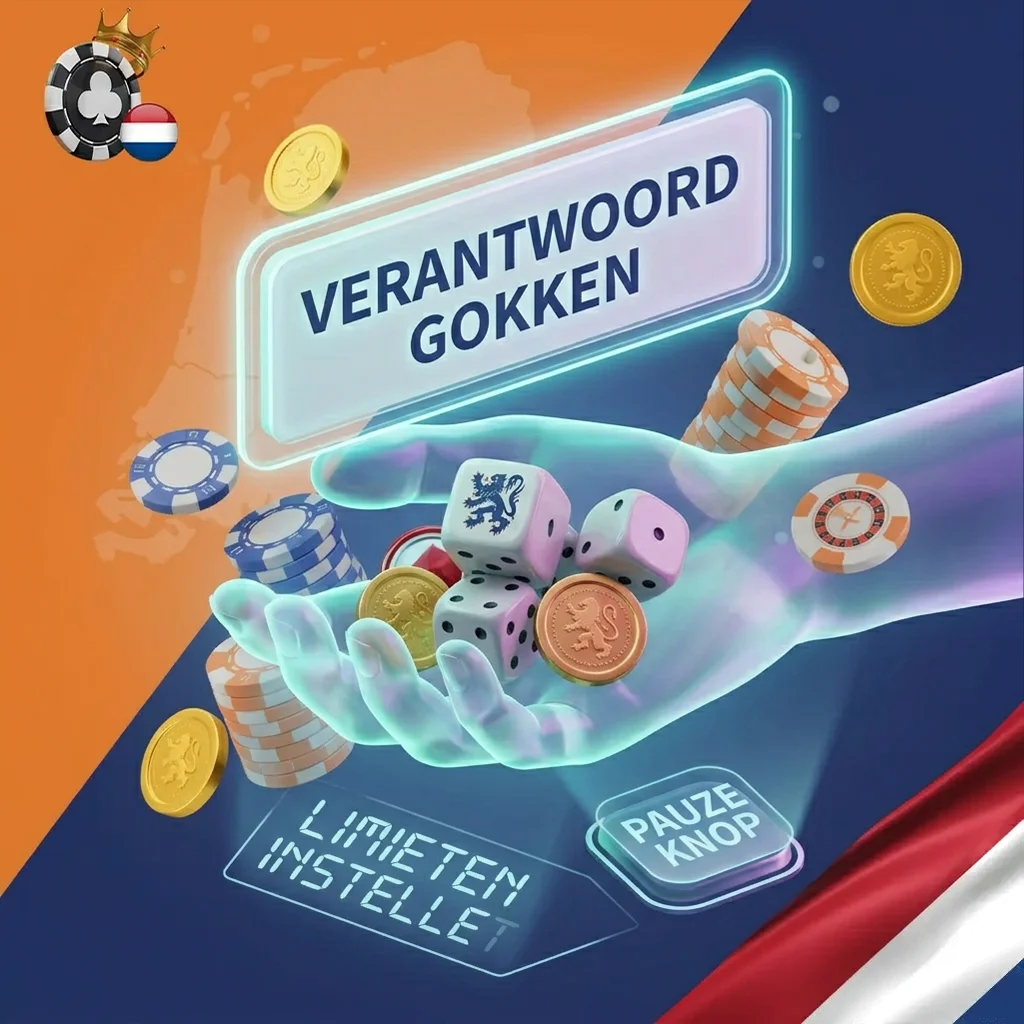 Verantwoord gokken bij Beste Online Casino Nederland 2026, icoon van een stopbord en klok voor limieten.